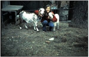 Rachel with sheep in Pakistan